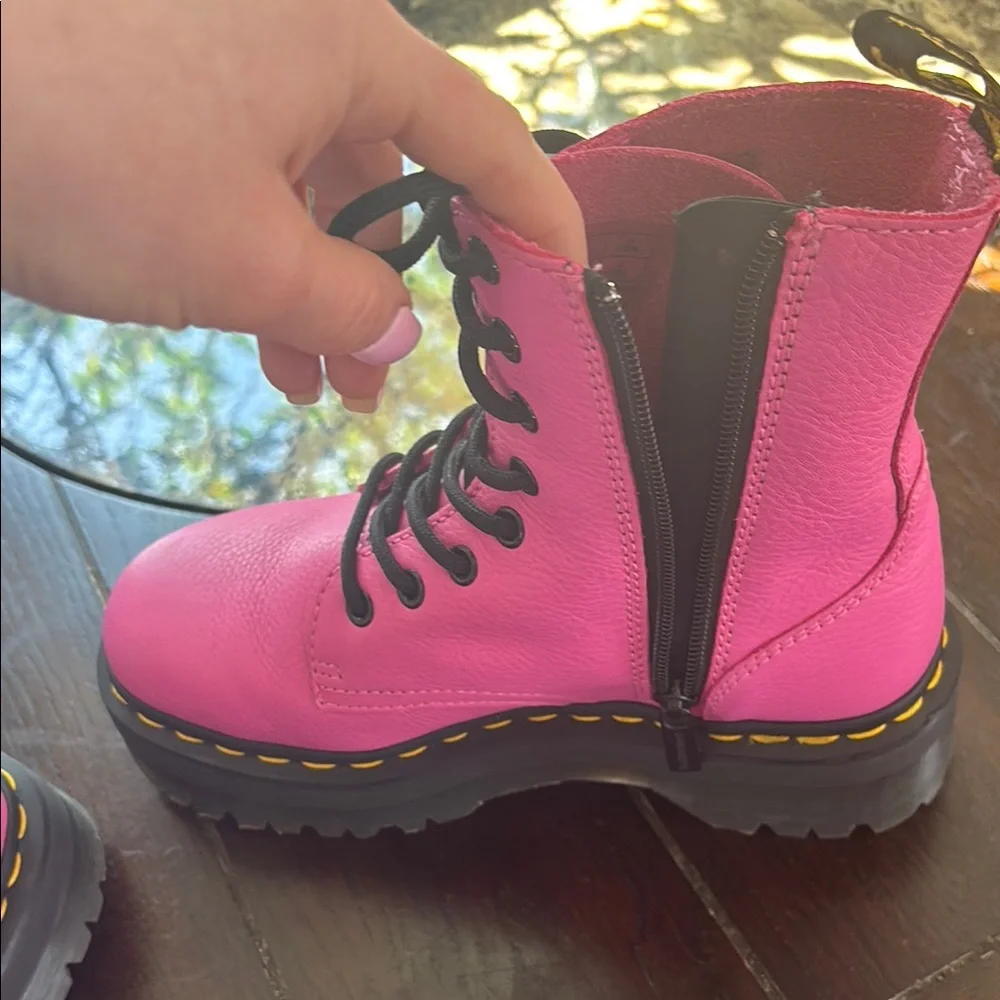Dr. Martens Pink Leather Women's Boots jadon platform boot - Picture 13 of 15